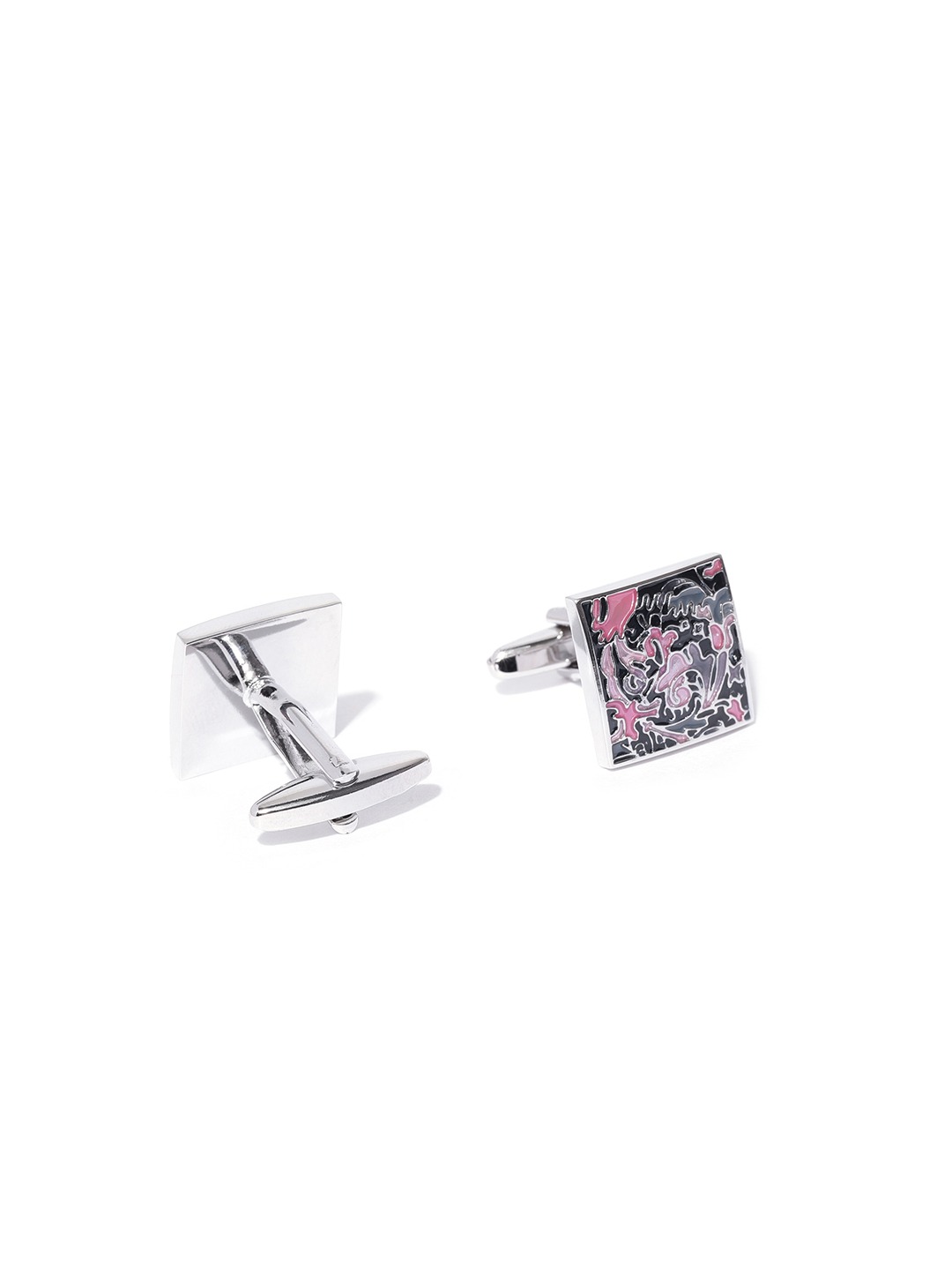 YouBella Jewellery Silver Plated Multi-Color Formal Cuff Links Cufflinks Set for Men